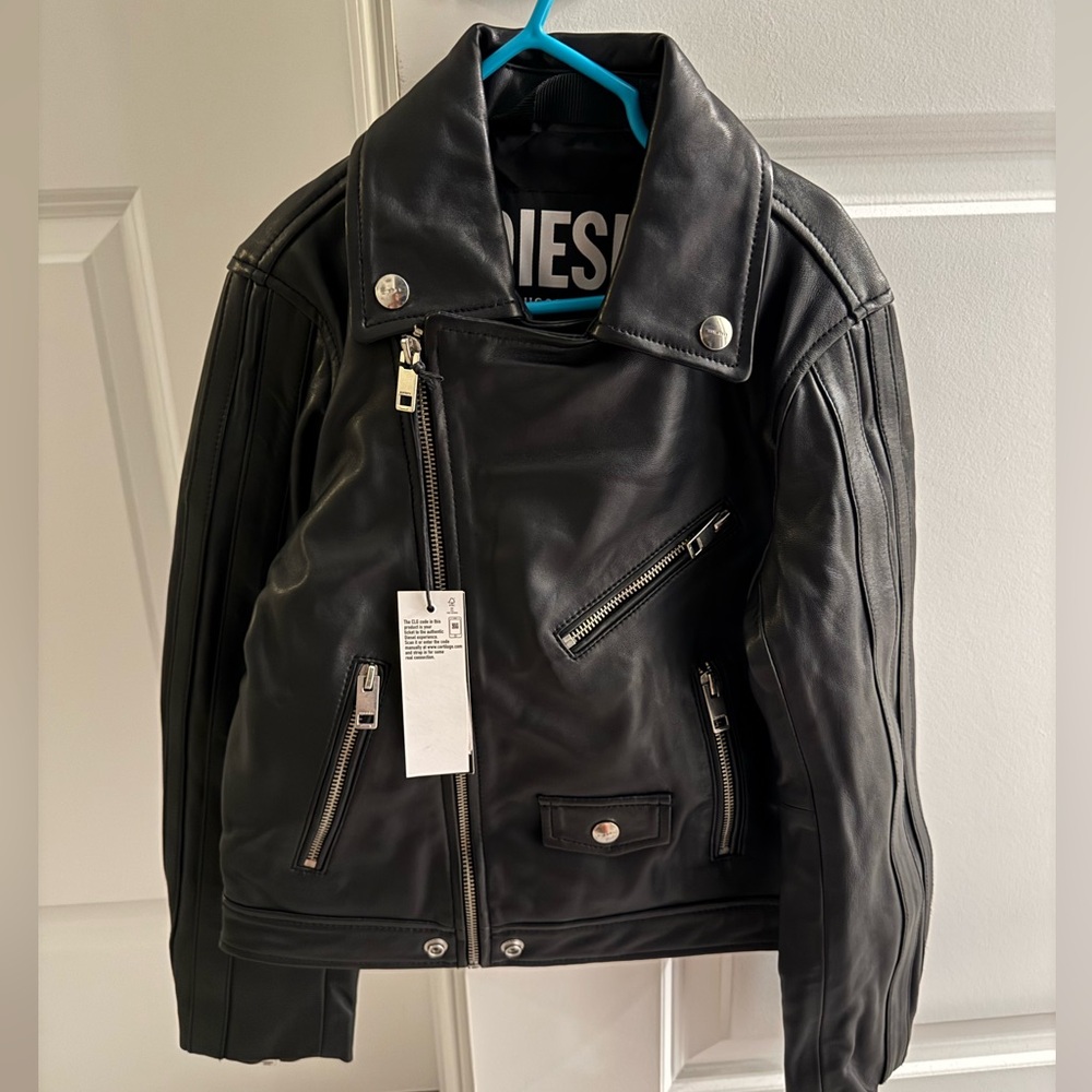 Diesel kids biker leather jacket